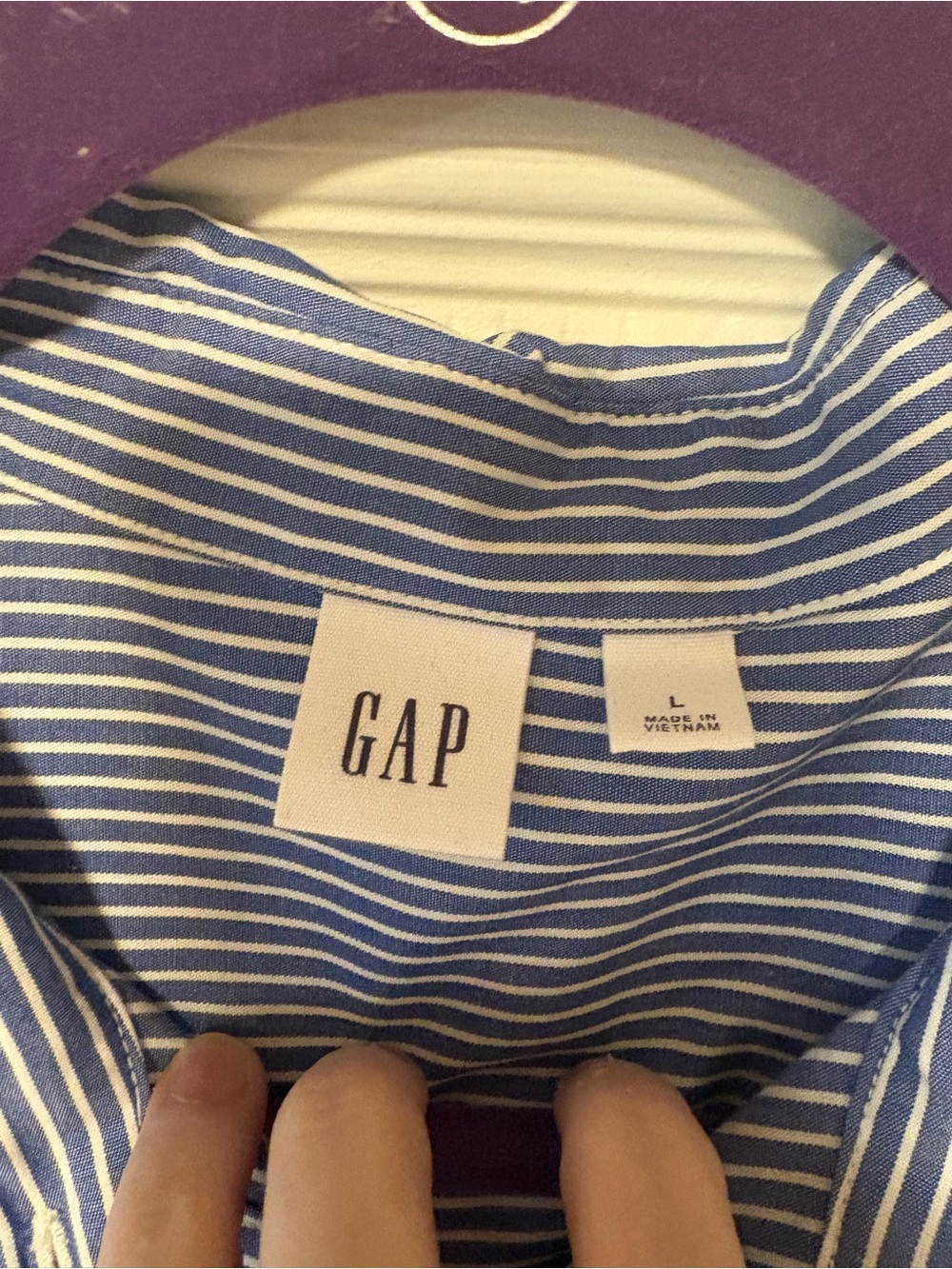 GAP Blue Striped Poplin oversized Button-Down shirt L - Picture 9 of 9